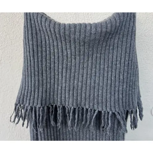 Intermix Womens Long Sleeve Fringe Cowl Neck Sweater Cashmere Small Boho Western