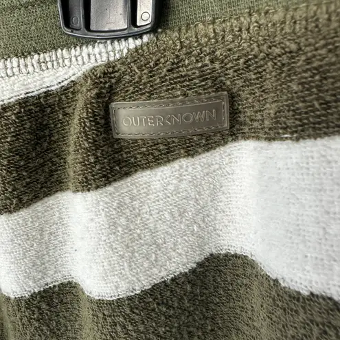 Outerknown High Tide Striped Terry Shorts Green White Lounge Organic Cotton L - Image 4