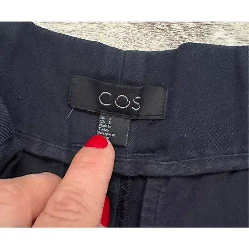 COS 2 High Waist Paper Bag Trouser Pants - Navy Blue