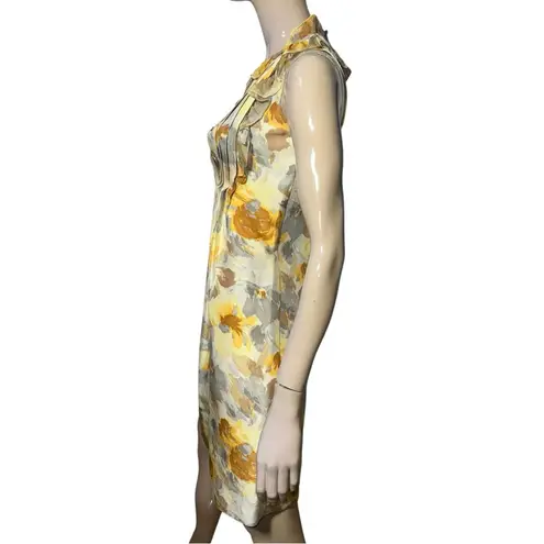 Rebecca Taylor Vintage Women’s Size 2 Gold Tan Silk Ruffled Button Up Dress