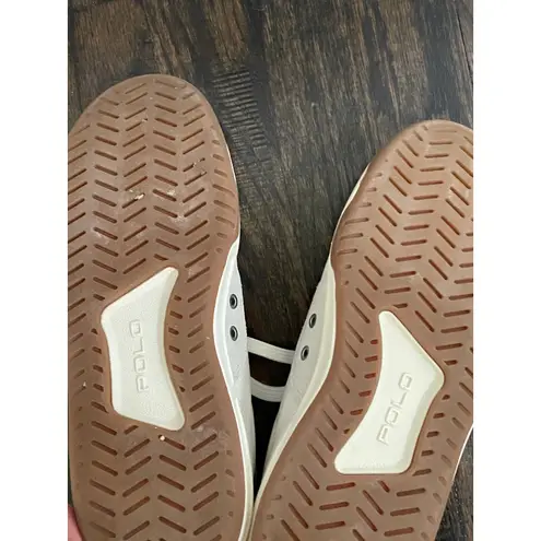 Polo Ralph Lauren Womens Court 100 Beige Gray Navy Sneakers Size 6