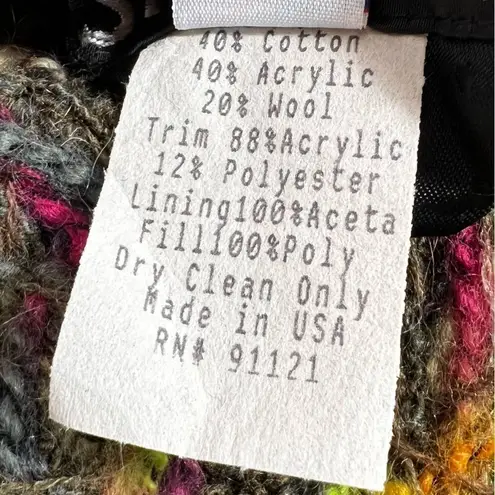Sno Skins Wool Blend Reversible Multicolored Fiber Art Vest Size M