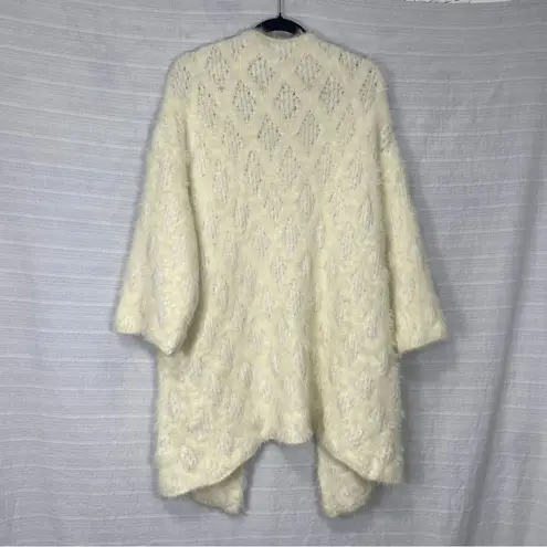 G by Guess Guess Los Angeles Ivory Fuzzy Open Front Cardigan S Retro Angelcore Cozy