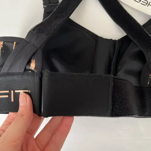 Shefit Flex Zipper Front Velcro Adjustable Metallic Splatter Sports Bra NEW Black Size XS