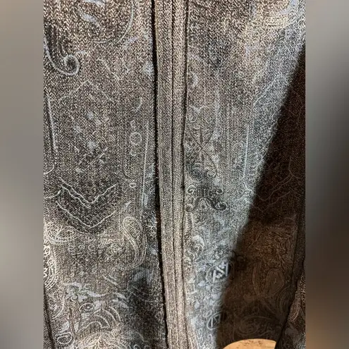 Skirt midi maxi Gray Patterned Brocade Women's Skirt blue grey fringe 12 lined