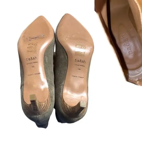 Ba&sh $350 suede slouchy Clarys boots with low kitten heel sz. 36