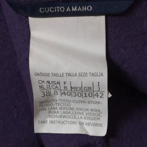 Max Mara 'S Womens Overcoat Purple Knee Length Pockets 100% Wool Collar 8