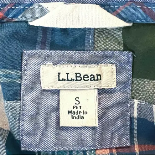 L.L. Bean Women’s Madras Blue/Green Plaid Pullover Anorak SIZE PETITE SMALL GUC