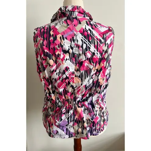 cj banks Women’s Colorful Geometric Print Zip Up Vest 1X