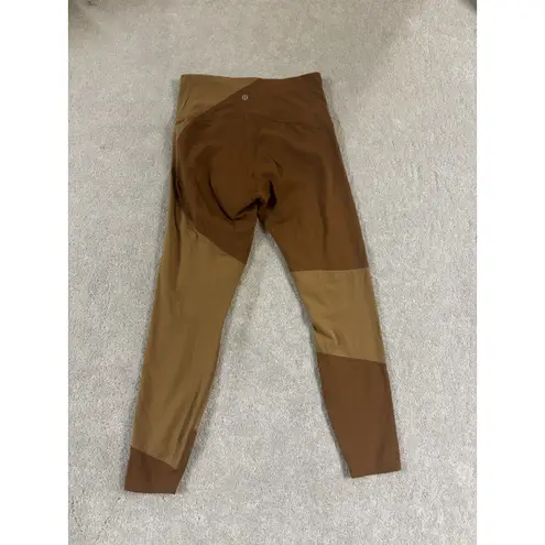 LULULEMON Nulu Colour Block High Rise 25" Tight Copper Brown Bold Beige Size 6