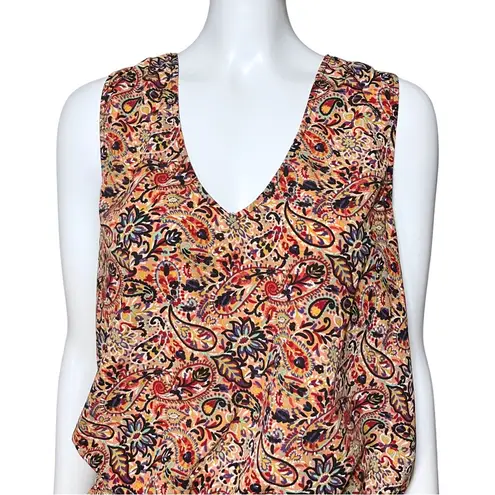 Evereve Multicolor Paisley Boho Sleeveless V Neck Top. Small. Floral Hippie EUC