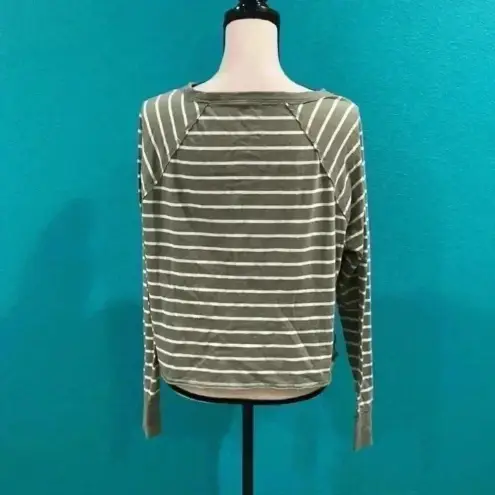 Aerie ⭐️  green and white striped long sleeve in size small