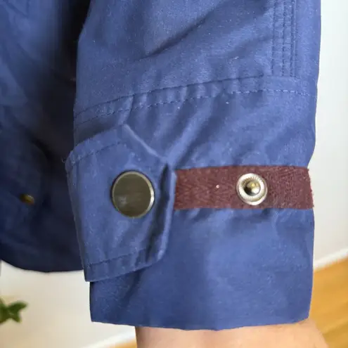 Giacca Navy Blue Hooded Anorak Jacket Quilted Lining Women's Size Small