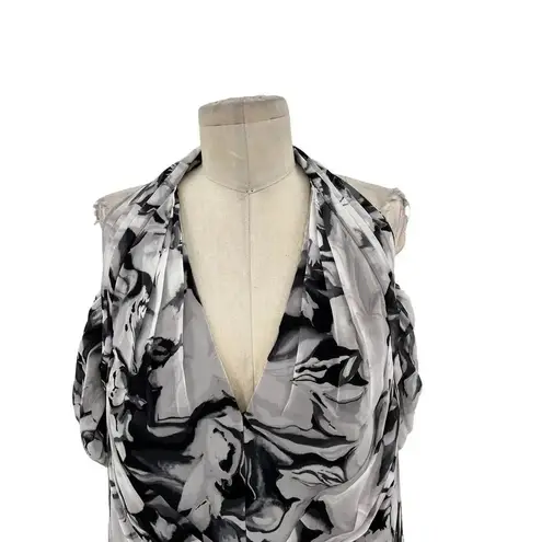 Tadashi Shoji Tadashi Shoji Cobie Draped Cold Shoulder Gown Dress Gray Black Size 16