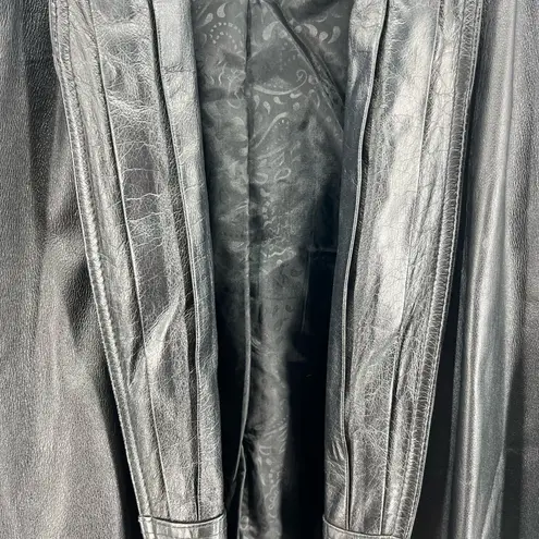 Paris Sport Club vintage genuine leather long trench coat L black 90’s retro 80s Size L