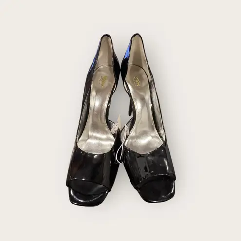 Mossimo Black Patent Leather Peep Toe Pumps High Heel Shoes Size 9