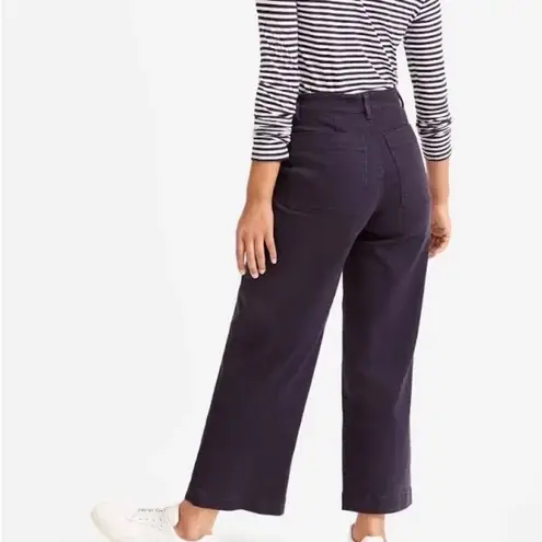 Everlane  Navy Blue The Wide Leg Crop Pant Stretch Trouser Pockets Women's Size 2