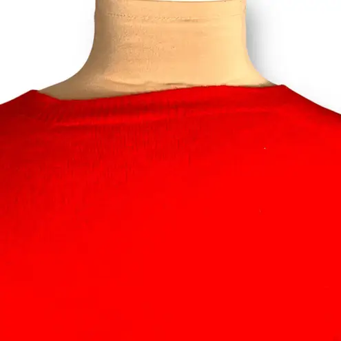 Vintage Bright Cherry Red Ribbed Knit Button Front Round Neck Cardigan Sweater Size M