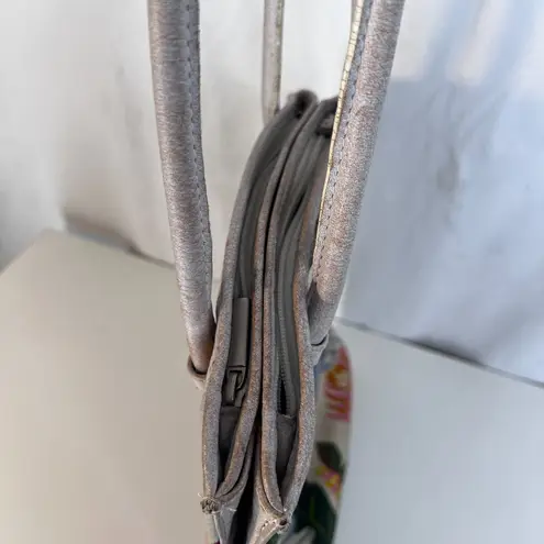 Dequa Munchen Bag Leather Garden Floral Print Shoulder Bag Purse Boho Cottage Green