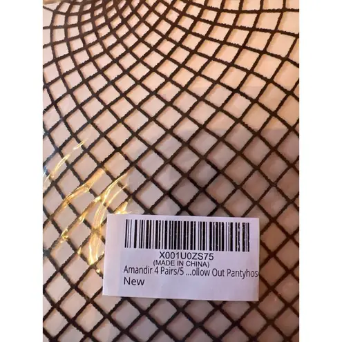 Amandir 4 Pairs/5 Hollow Out Pantyhose New Black