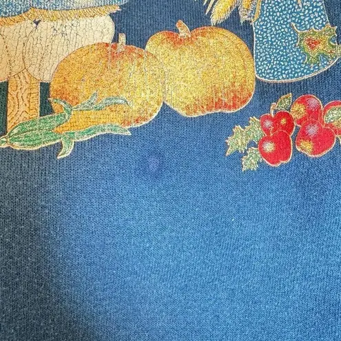 Vintage fall scarecrow sweatshirt made in USA 2X fall pumpkins cat see photos Blue Size XXL