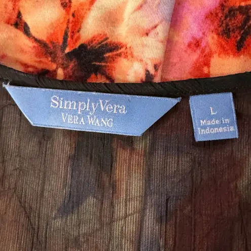 Simply Vera, Vera Wang Simply Vera Vera Wang Large Top Floral Sleeveless V-Neck Stretch Hi-Low Hemline