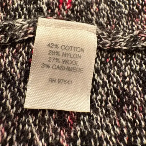 Pure Jill Marled Knit Sweater Red Black White Wool Cashmere Asymmetrical Medium