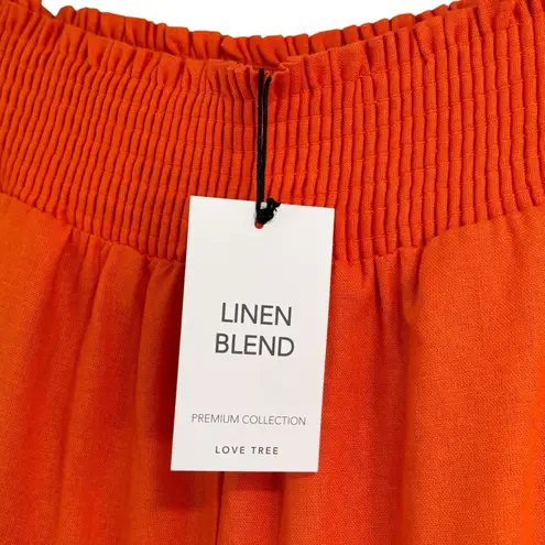 Love Tree  Orange Linen Blend Wide leg Pants Size Large NWT