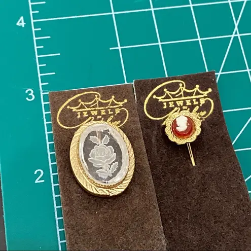 Park Lane Vintage Jewels Rose Flower Intaglio & Mini Victorian Cameo Stick Pins