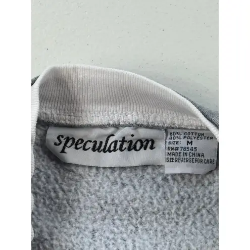 Speculation Womens Sweatshirt M Gray Pink Floral Embroidered Crewneck Pullover Size M