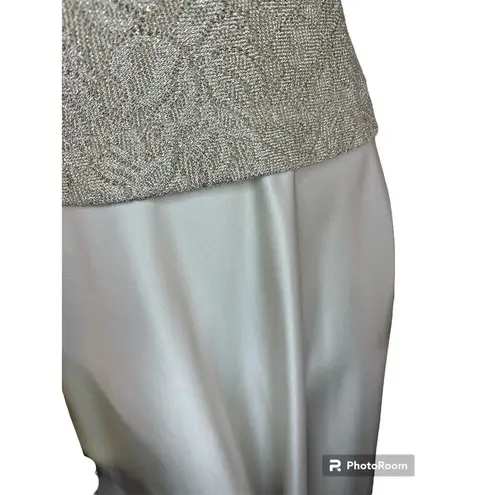 Vintage Y2K Bari Jay Champaign Maxi Dress Gown lace bodice full skirt size 11