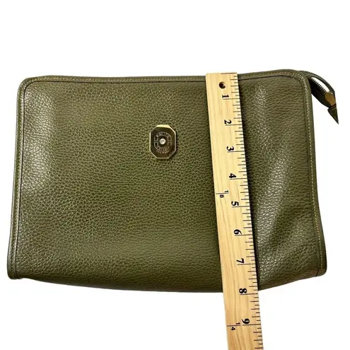 Karina Firenze Pebbled Olive Leather Clutch Made In Italy Some Interior Wear Green