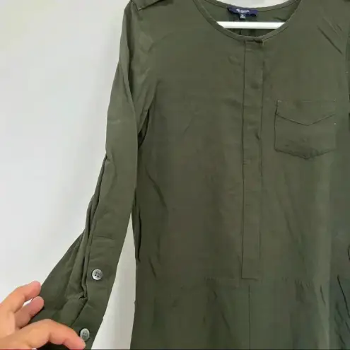 Madewell  Olive Green Long Sleeve Cargo Tunic Shirt Dress