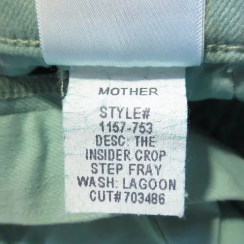 NWT Mother Insider Crop Step Fray in Play Date Lagoon Stretch Jeans 27 Green