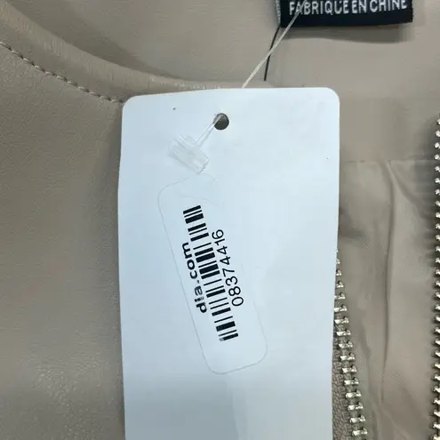 City Chic Faux Leather Zip up Jacket Fully Lined W/Pockets S/16 Beige NEW