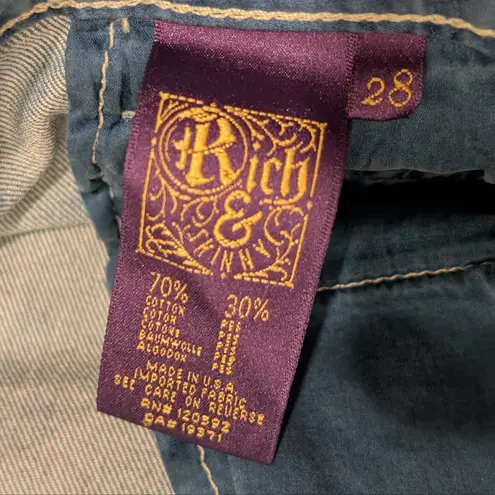 Rich & Skinny Jean Shorts Womens 28 Blue Denim Bermuda Buttonfly Designer