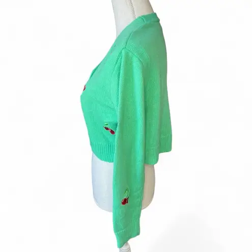 Sweet & Sinful green cherry print cardigan sweater feminine retro 50’s