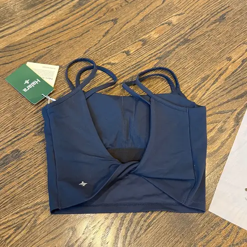 Halara Double Straps Backless Twisted Cropped Tank Top XS Carbon Blue NWT