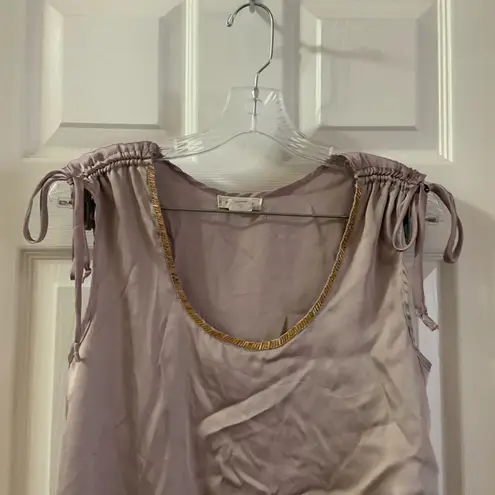 Pretty Good 2-Tone Champagne Scoop Neck Satin Blouse S