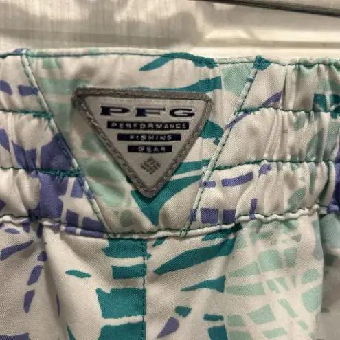 Columbia  PFG Women’s Large Pull On‎ Shorts Elastic Waist Tie Front Purple Teal