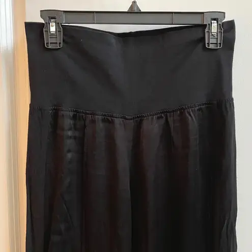 ATM Black High Waist Wide Leg Palazzo Pants PULL ON Flowy Viscose MEDIUM Size undefined