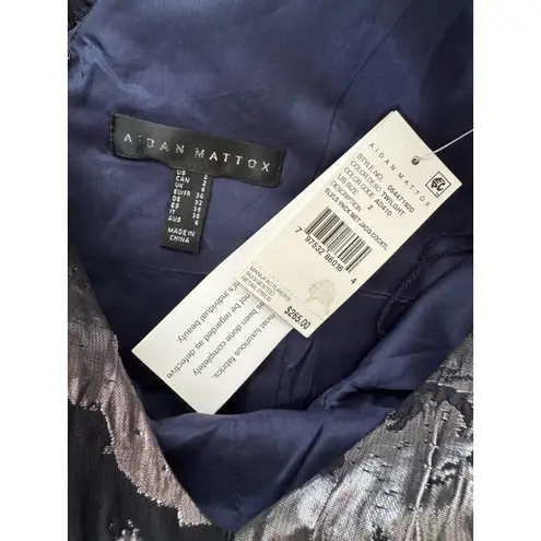 Aidan Mattox NWT Metallic Fit & Flare Dress Twilight Black Size 2