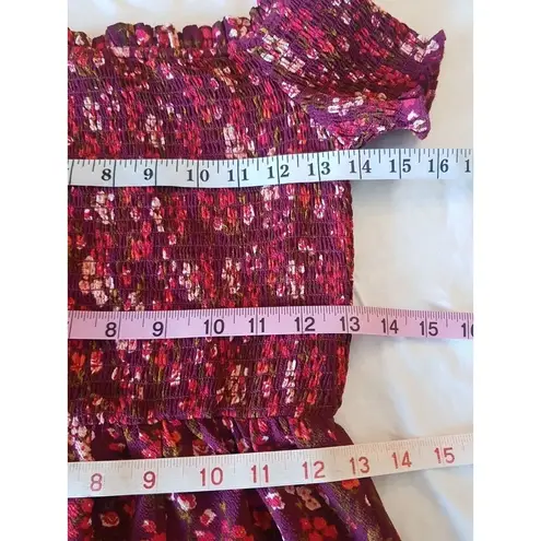 Crystal Doll Womens Dress Sz XS Floral Off Shoulder Smocked High Low Bohowestern