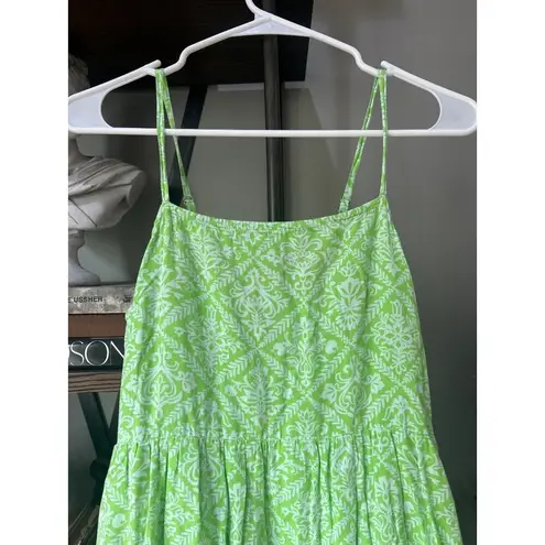 BANJANAN Hazel Tile Print Midi Dress Green Womens Size Small White