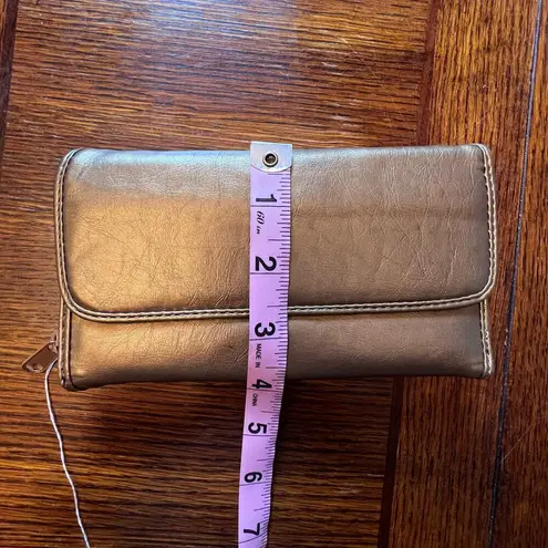 NWT JC Fashion Gold Brown Wallet Clutch Zipper Snap Closure ID Holder