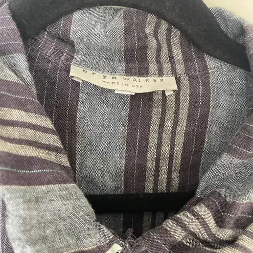 Bryn Walker $168 Mirren Barcelona Tunic 100% Linen Striped Shirt Top Size Large