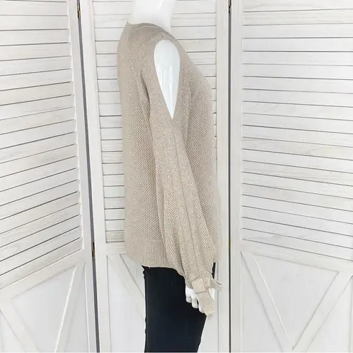 INC International Concepts Metallic Split Sleeve Pullover Sweater Tan Small - Image 4