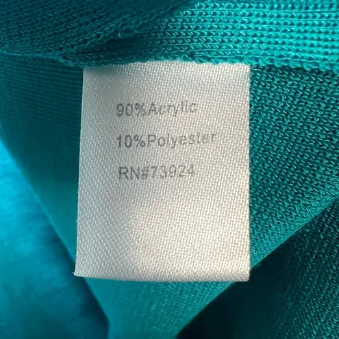 Ming Wang Scoop Neck Sleeveless Knit Top Teal Shell Side Slit Stretch Tank Large