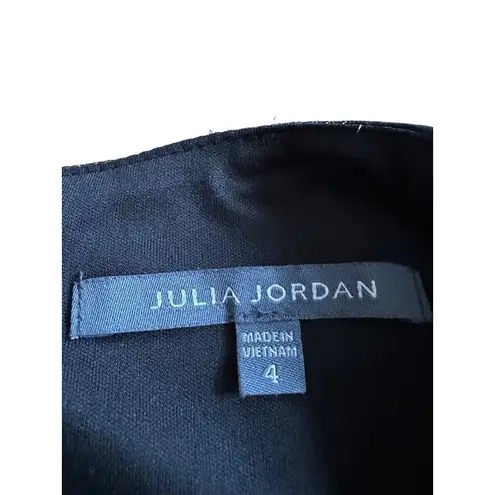 Julia Jordan Metallic Faux Wrap Belted Mini dress Tiered Surplice Neckline