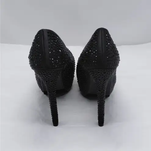 Bella Luna Rhinestone Platform Pumps Womens 7.5 Black Stiletto Heels Shoes Party